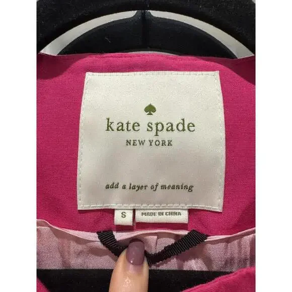Kate Spade Hot Pink Cotton and Silk Bow Coat Size Small - Picture 6 of 7